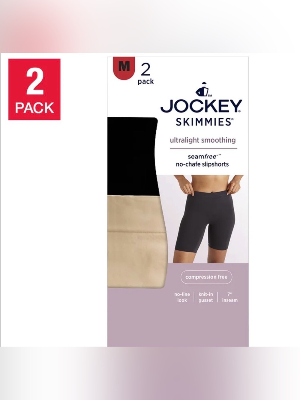 Jockey Skimmies Seamfree Slipshorts - Black & Nude Sz M